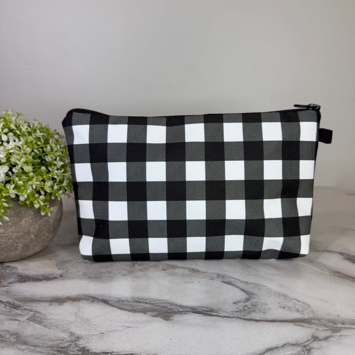 Pouch - Plaid Black White
