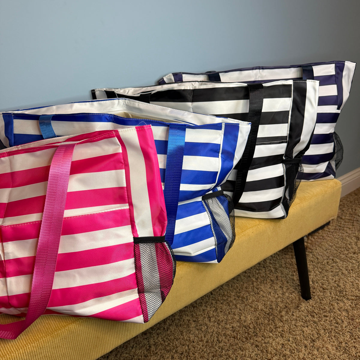 Tote Bag - Summer Stripes - Medium Blue