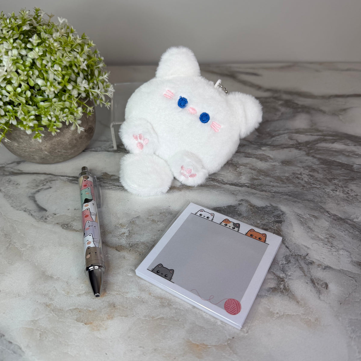 Bundled Set - Cat Pom, Sticky, & Pen