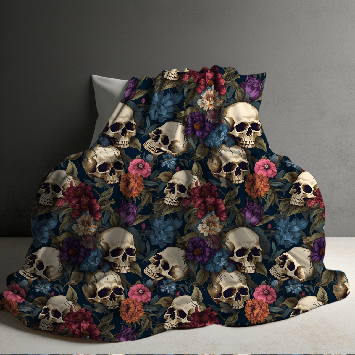 Blanket Halloween #9 - Floral Skull