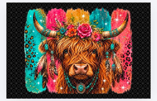 Desk Mat - Highland Cow floral
