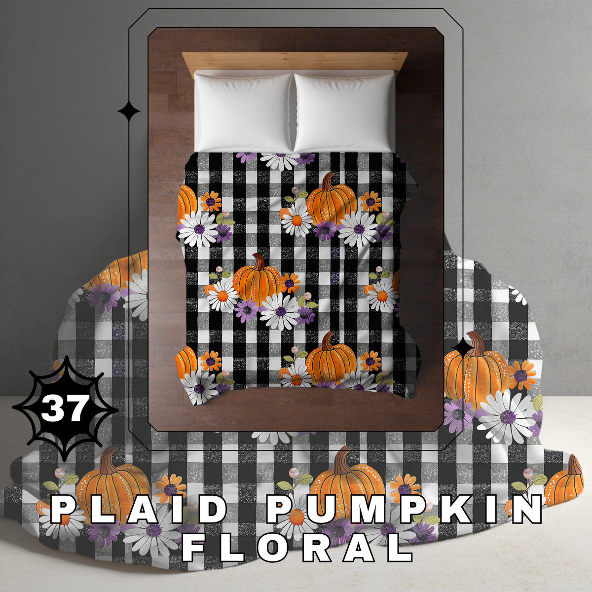 Blanket Halloween #37 - Plaid Pumpkin Floral