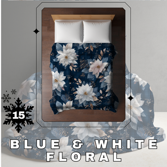 Blanket Christmas #15 - Blue & White Floral - PREORDER